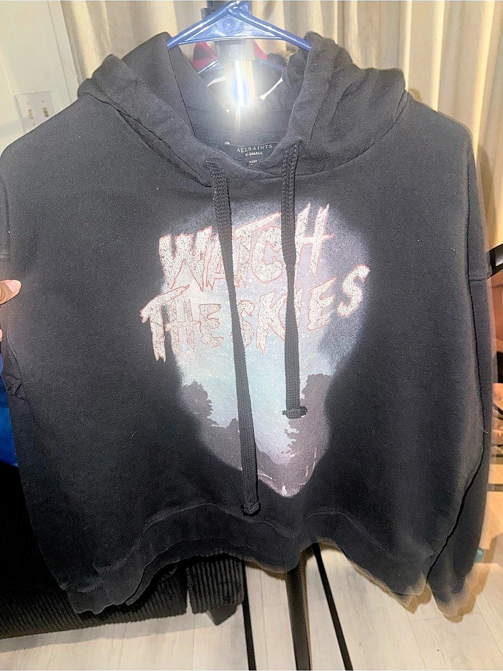 AllSaints Graphic Hoodie Black XS